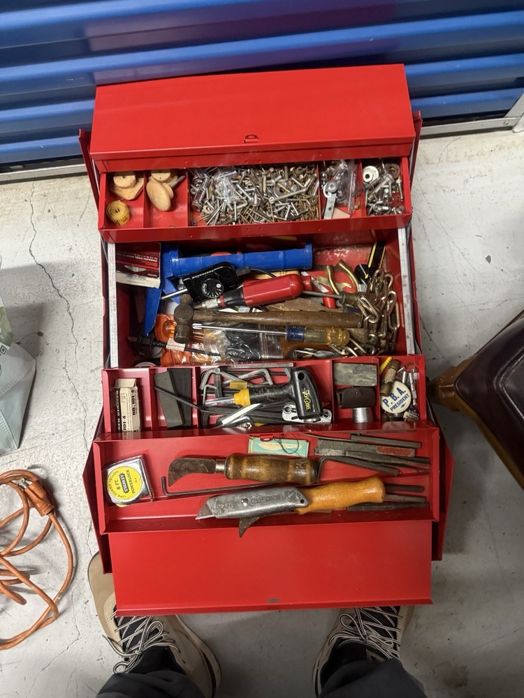 Vintage Husky Professional Cantilever Red Tool Box With Tools