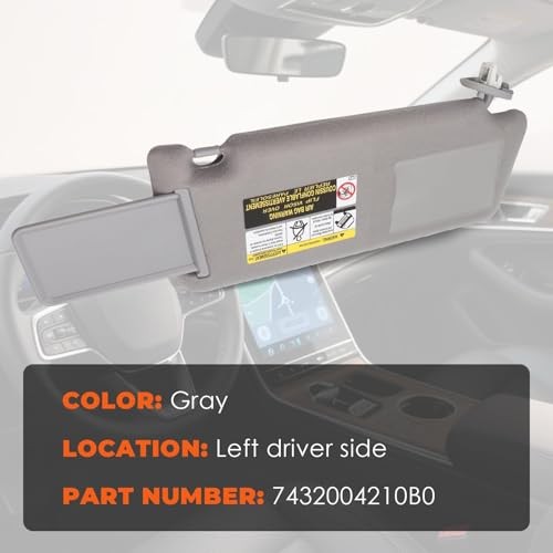 Light Gray Sun Visor Left Driver Compatible with Tacoma 2005 Light Gray (Left)