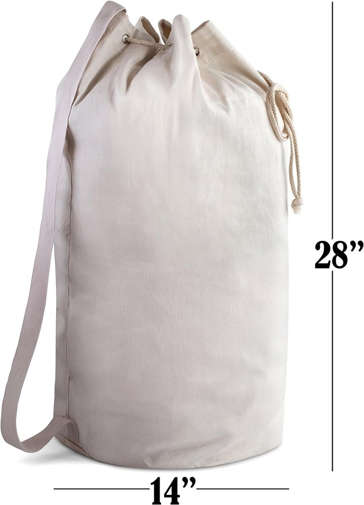 Canvas Duffel Bag - Drawstring Leather Closure Shoulder Strap. NEW