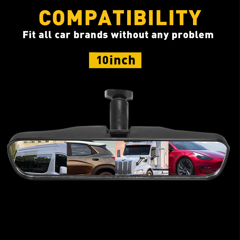 10" Rear View Interior Mirror On Black Car Replacement Day Night Universal