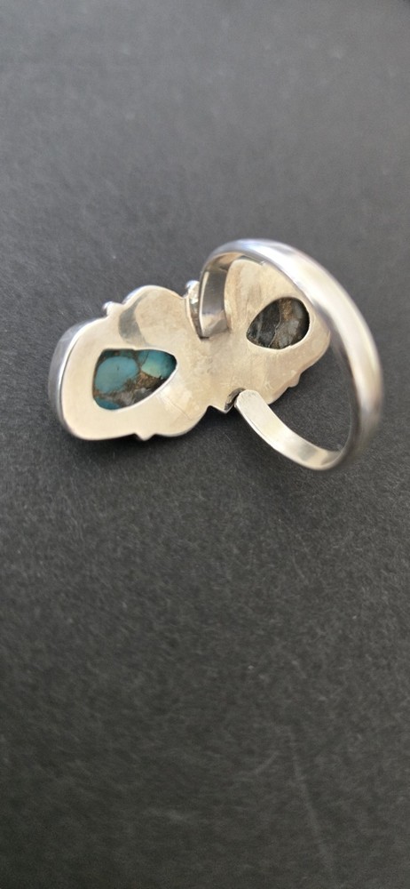925 Sterling Silver Turquoise Adjustable Ring Western, Boho Style
