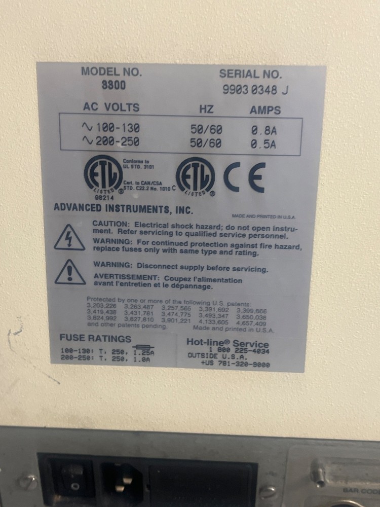 Advanced Instruments Model 3300 Micro Osmometer - Lab Osmolality Analyzer