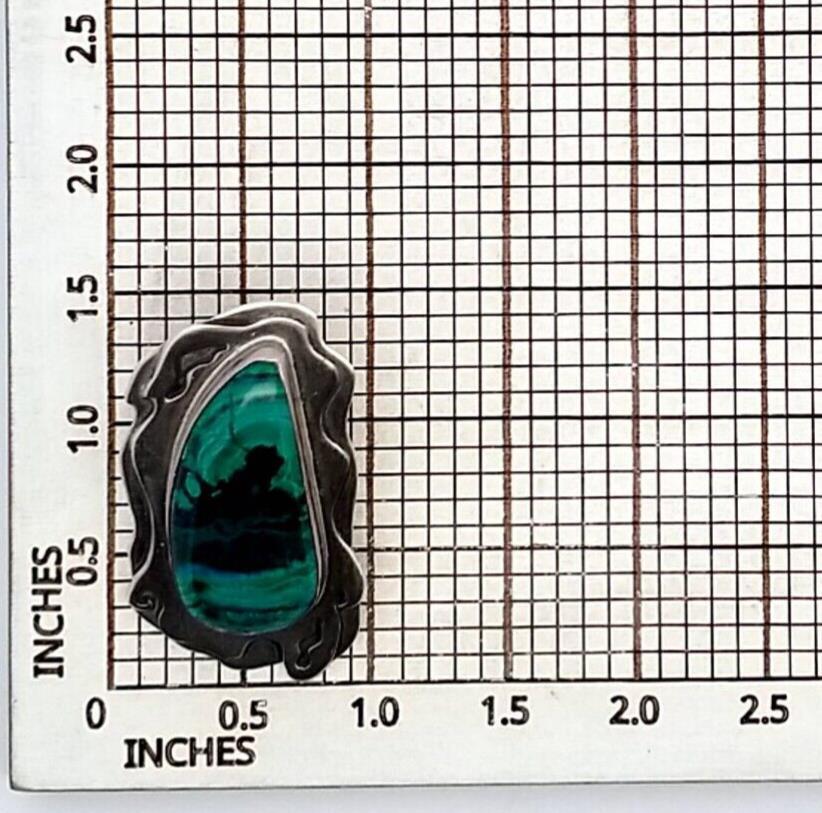 Native American Malachite Sterling Silver Drop Stud Earrings 20.5 Grams