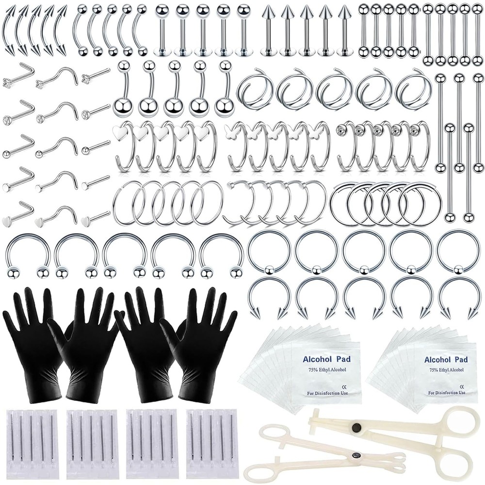 154PCS Professional Piercing Kit, EO Sterilized, Wholesale