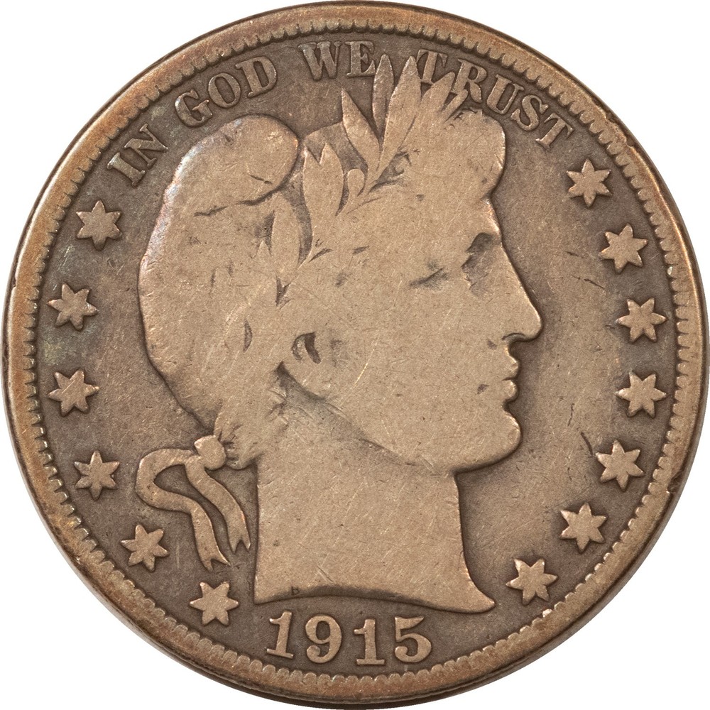 1915 BARBER HALF DOLLAR - PLEASING CIRCULATED EXAMPLE! KEY-DATE!
