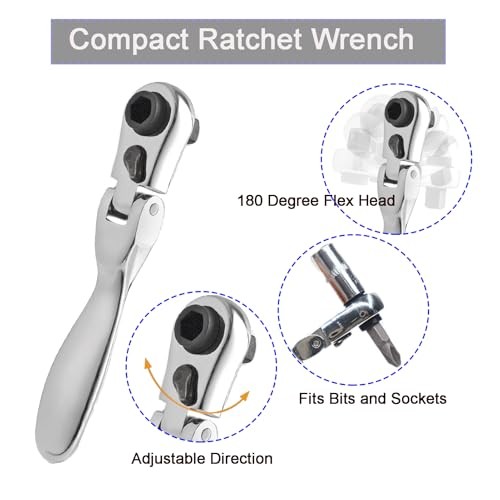 Mini ratchet screwdriver Set, Right Angle Ratchet wrench with bits and socket