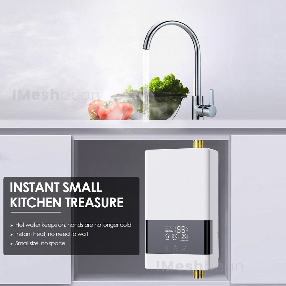 3000W Kitchen Electric Hot Tankless Water Heater Shower Instant Boiler Bathroom