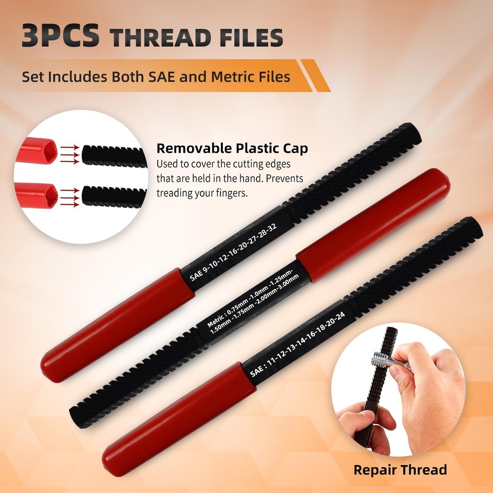 61Pcs Thread Chaser Repair Kit, Rethread Repair Tool, UNC UNF & Metric Thread...