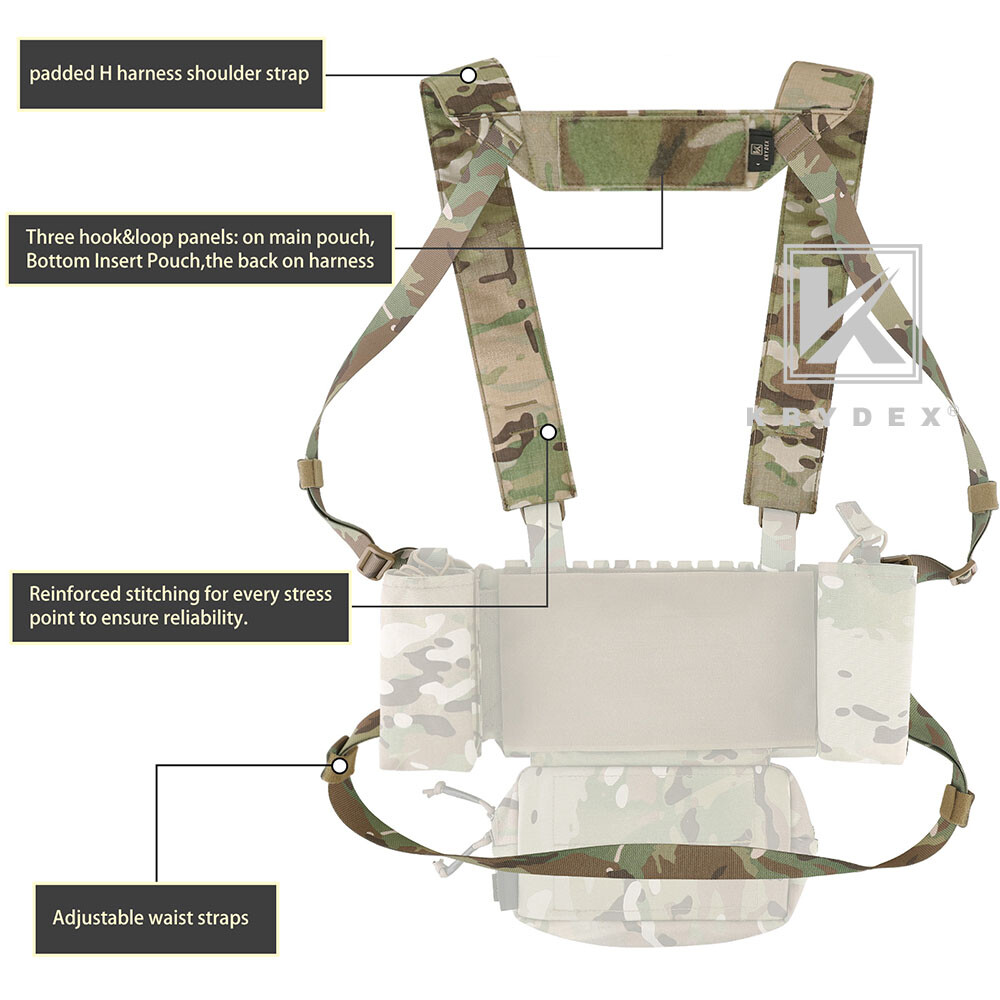 KRYDEX Micro Fight Fat Strap H Harness Shoulder & Back Strap Laser Cut MOLLE