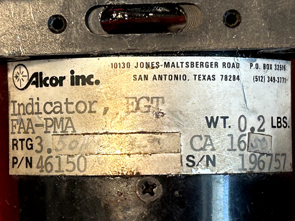 ALCOR 2 1/4" EGT INDICATOR P/N 46150 CORE