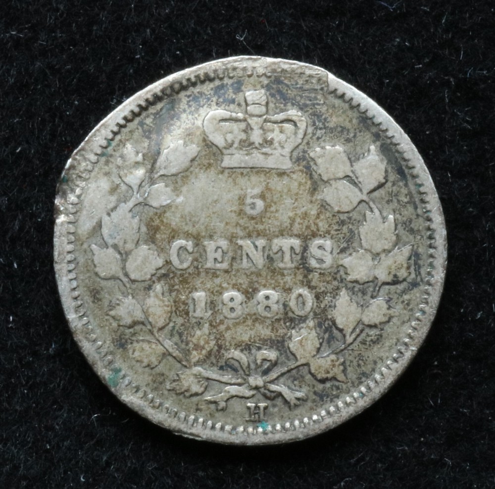 Canada 1880 H 5 Cents - Silver - Victoria