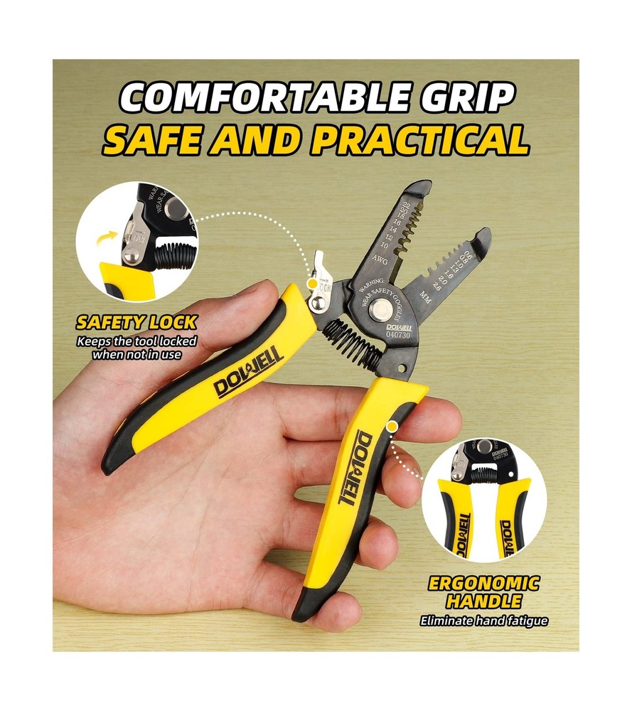 DOWELL 10-22 AWG Wire Stripper Cutter Wire Stripping Tool And Multi-Function ...