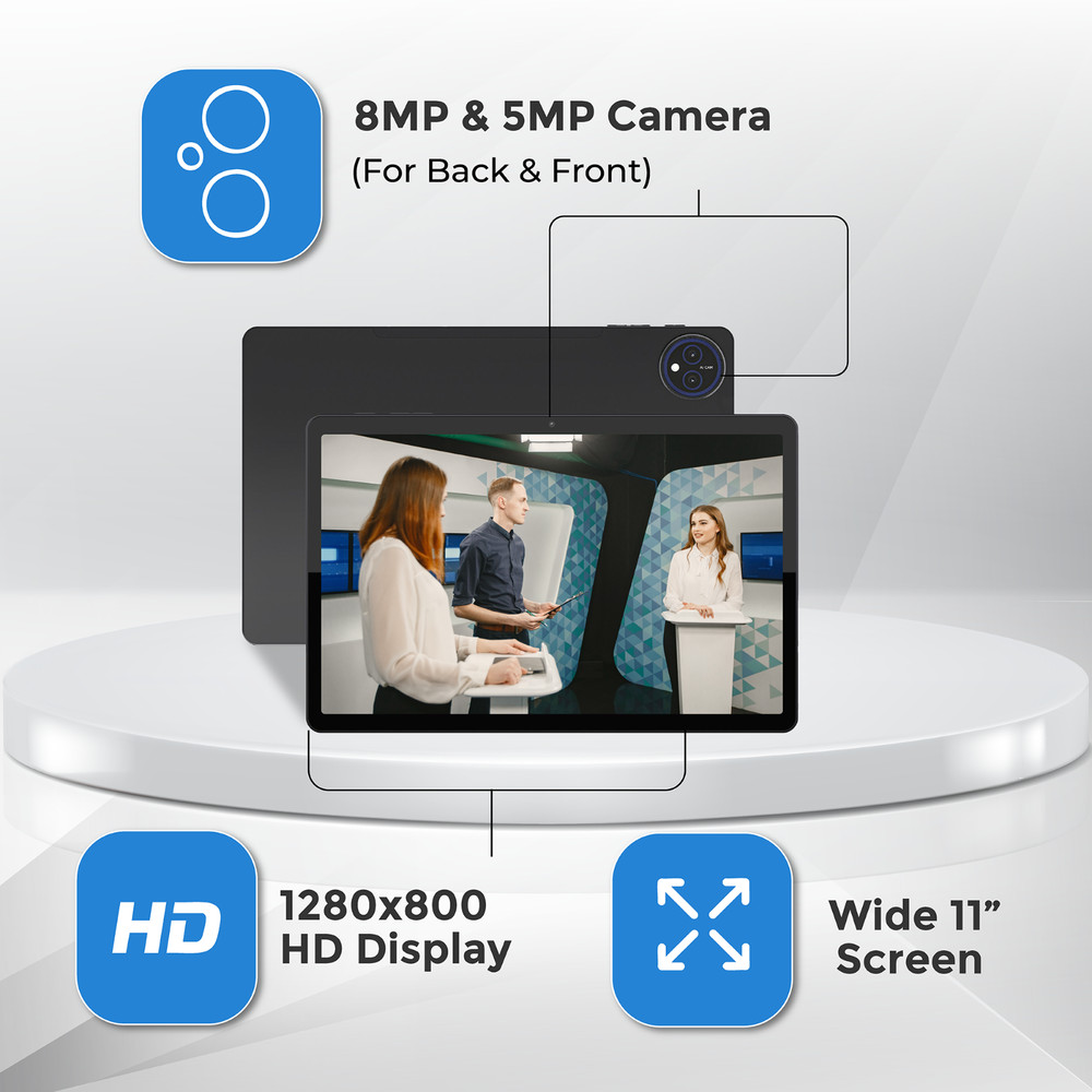 tabtoday 11 inch Tablet, Android 14, Octa-Core Processor 128GB ROM, WiFi - Black