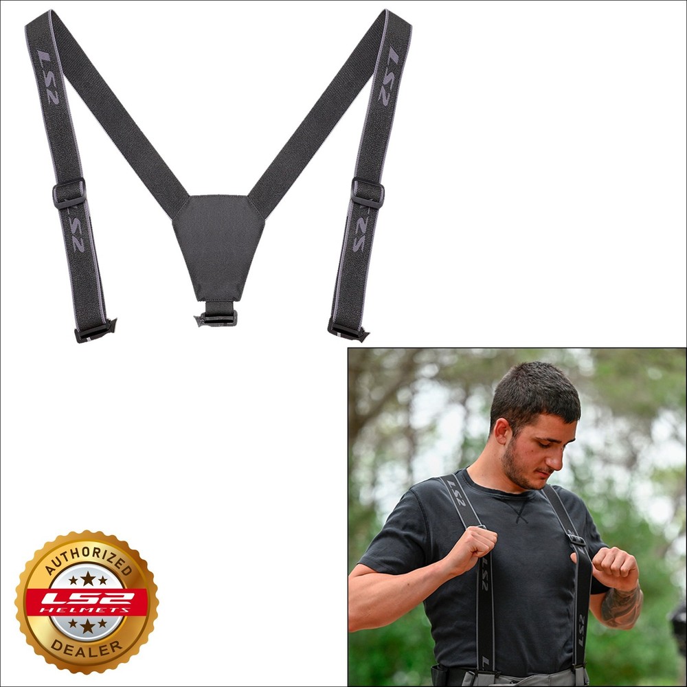 LS2 Elasticated Heavy Duty Clip Motorcycle Adjustable Braces black