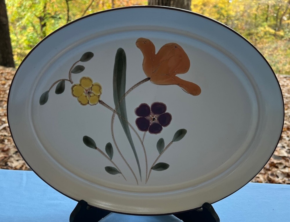 Noritake Stoneware Hello Spring Oval Serving Platter Mint!