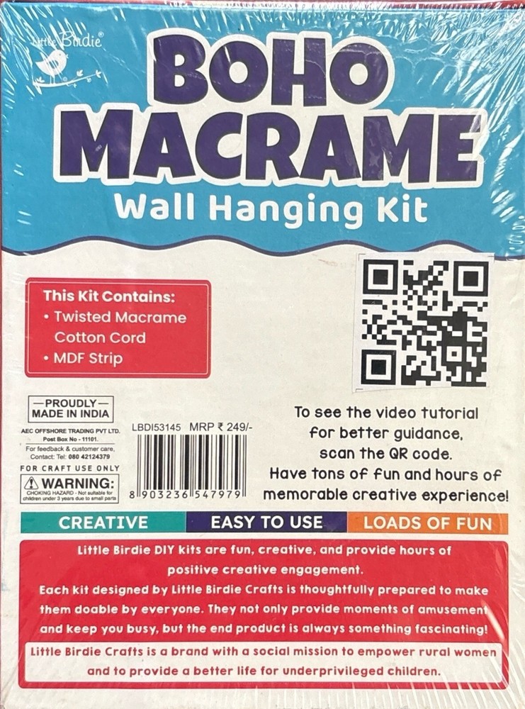 New Boho Macrame Wall Hanging Kit DIY Finished Size 5.7" x 9.4"