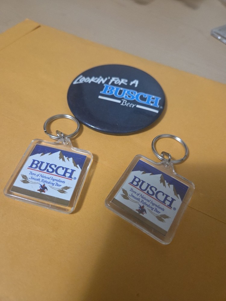 Busch Beer Keychain And Pin Button