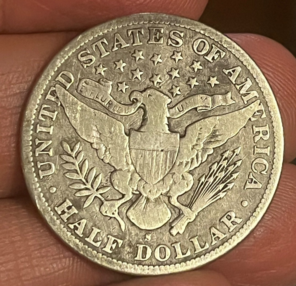1892-s Barber Half dollar VG, Scarce date