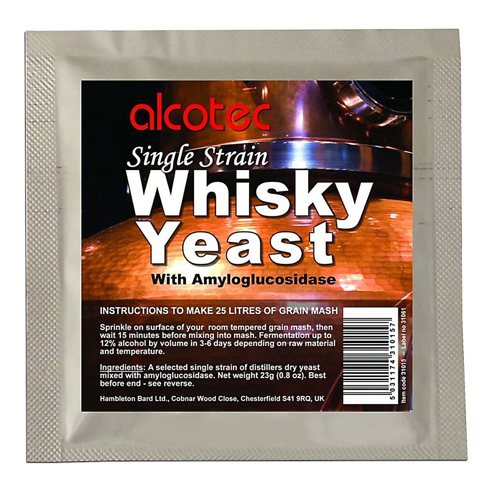 5x Alcotec Single Strain Whisky Yeast Makes 25L Grain Whiskey Mash Homebrew Wash