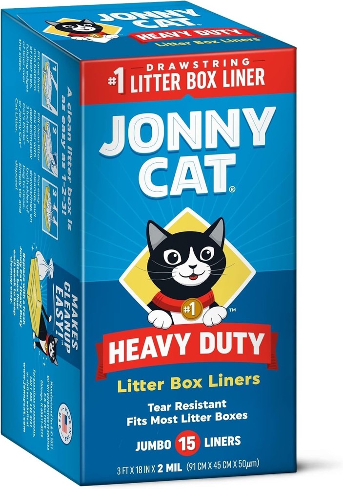 Heavy Duty Litter Box Liners 15 Pack Tear & Leak Resistant Drawstring