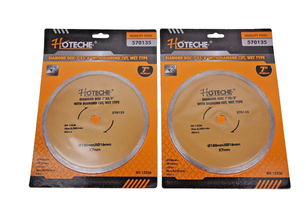 2PC 7" Diamond Blade Wet Continuous Cutting Disc 5/8" Arbor Diamond Cut 570135