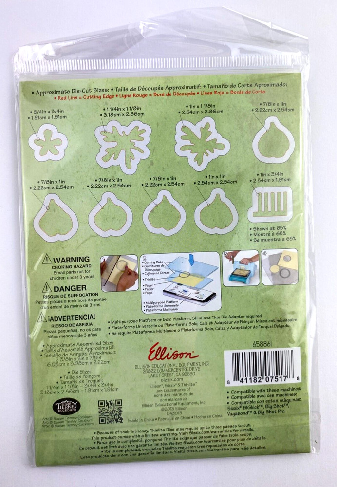 Sizzix Thinlits FLOWER, HARDY GERANIUM Flower Susan's Garden 9 Dies