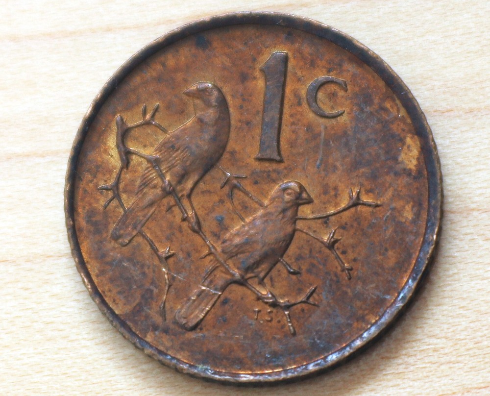 1982 South Africa 1 Cent Cape Sparrows