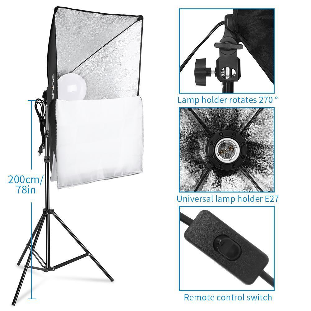 Photography Studio 2PCS Soft Box Light Stand Continuous Lighting Kit Diffuser