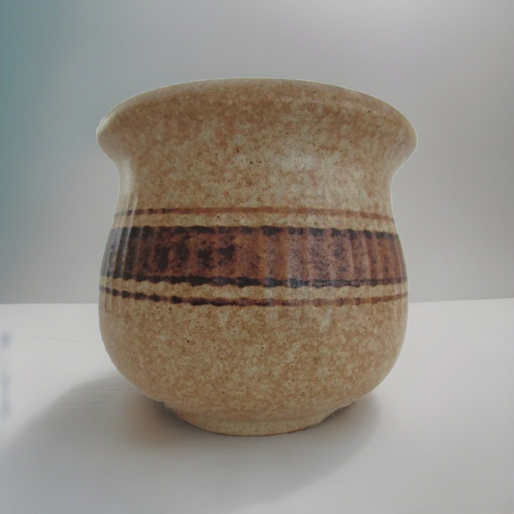 Handmade Tan & Brown 5”x 5" Ceramic Planter Never Used