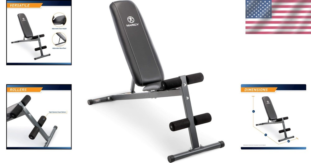 Versatile Utility Bench for Full-Body Training with Adjustable Positions, Black