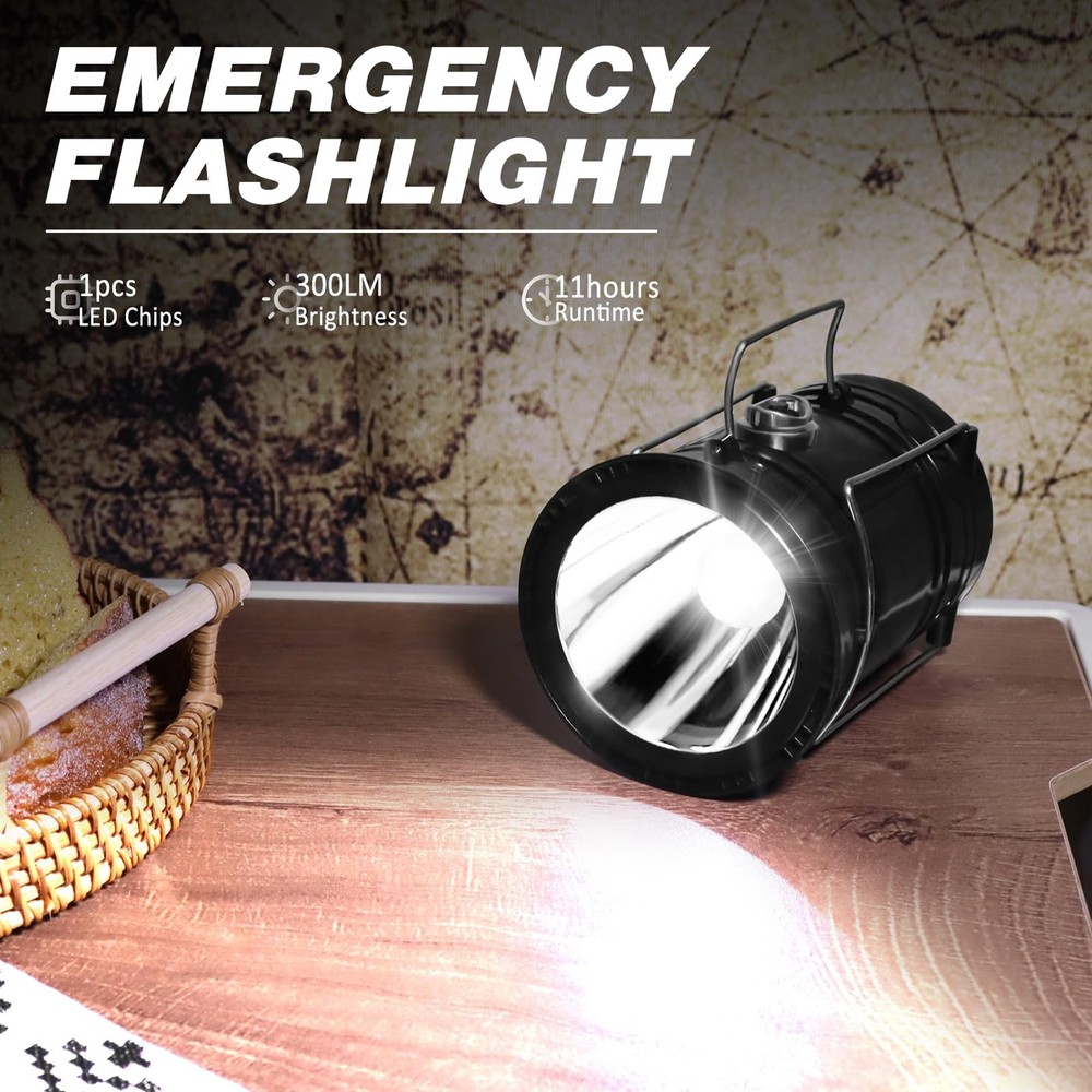 DIBMS Solar Camping Lantern, Collapsible LED USB Rechargeable White