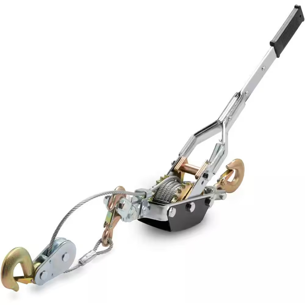 5-Ton Come along Winch, 10,000 Lbs. Pulling Capacity, 10 Ft. Cable, 3-Hooks, Dua