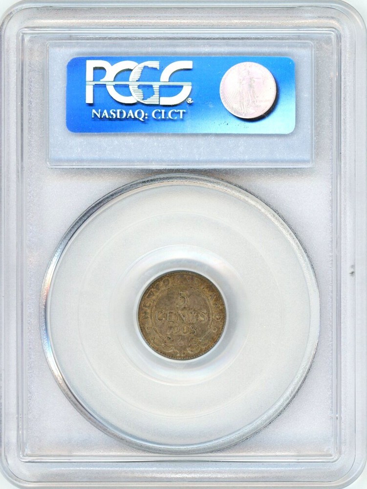 1908 Newfoundland 5 cents silver PCGS AU50