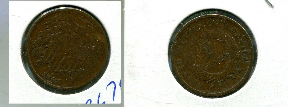1867 TWO CENT PIECE TYPE COIN VG 3675Q