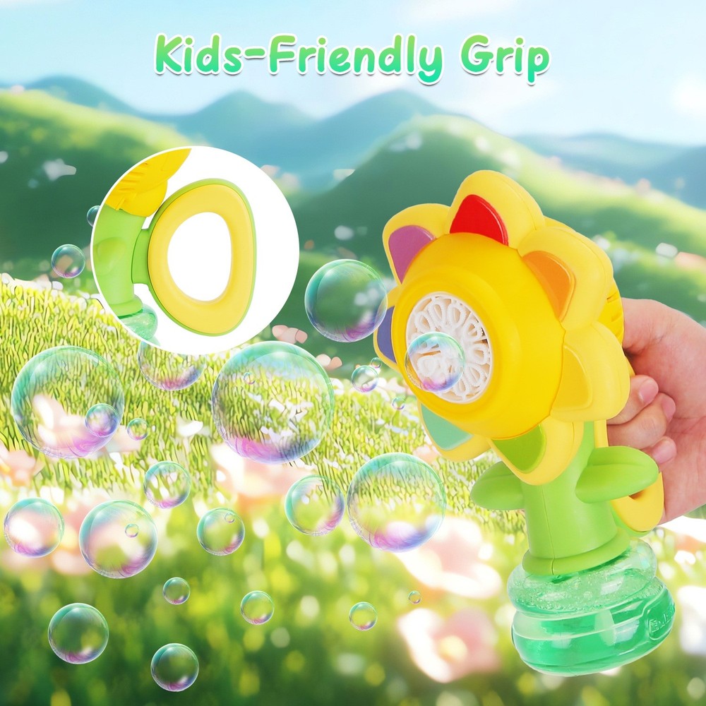 2Pcs Bubble Machines+Lights Dancing Sunflower Bubble Maker Garden Decor Maker