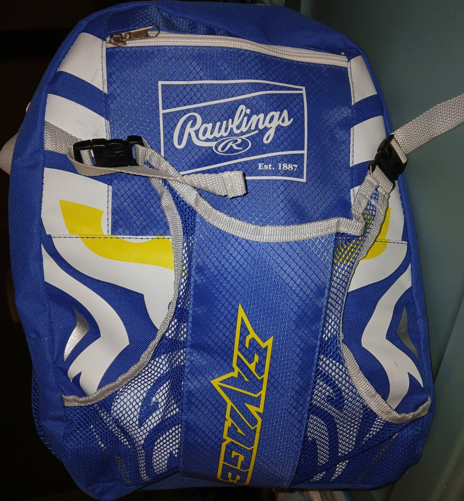 Rawlings Savage Baseball Backpack Blue Bat Compartment 3 Pockets Polyester
