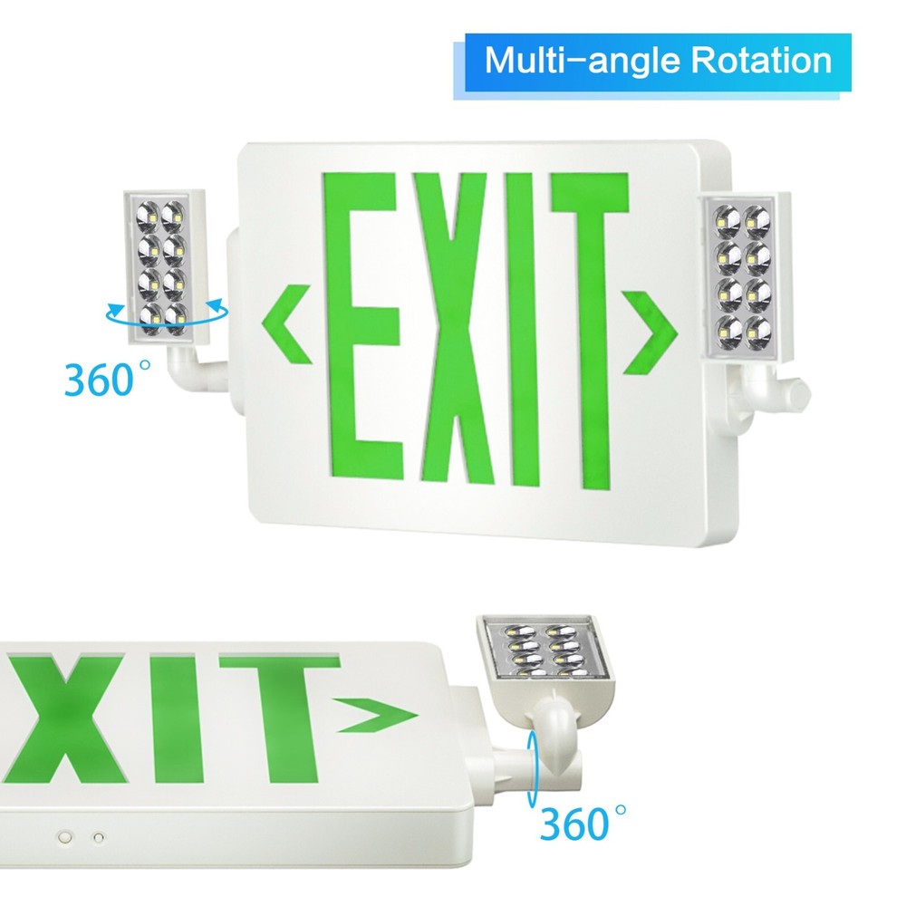 UL Listed-4 Packs Green Exit Sign with Battery Backup Combo Exit Lights for Home