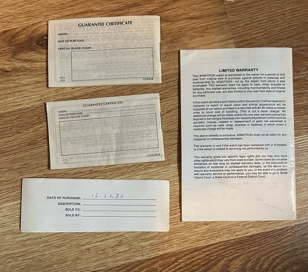 4 VINTAGE WATCH USER GUIDES