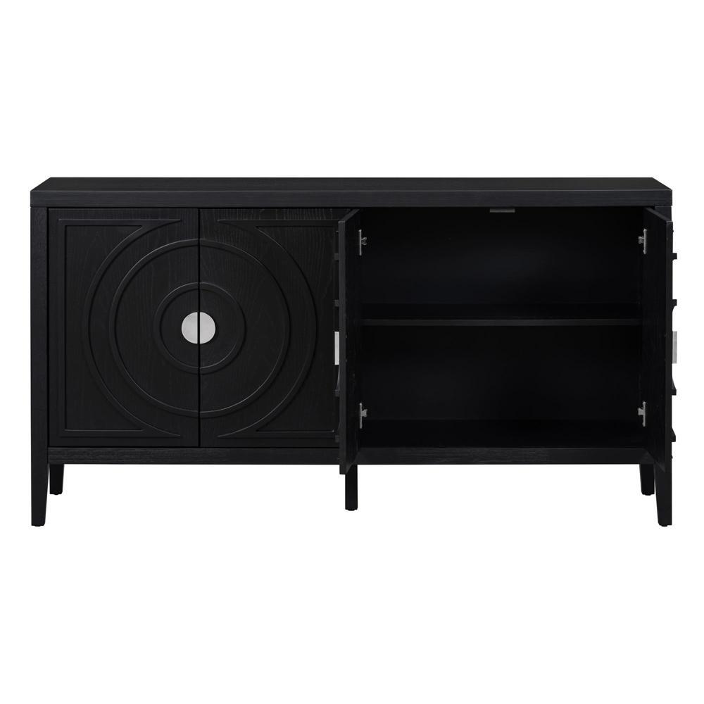 Stability and Durability Retro Sideboard Cabinet with Four Doors Black