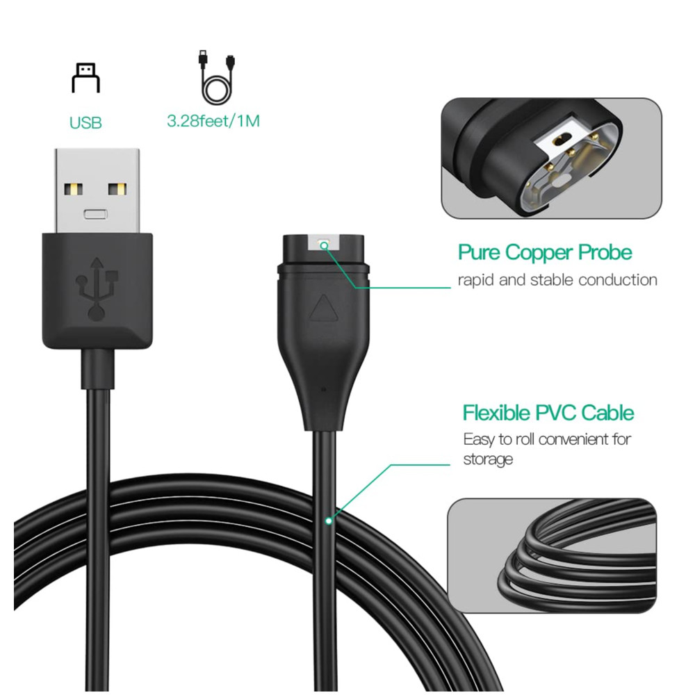 AWINNER Compatible for Garmin Watch Charger Cable (2 Pack)