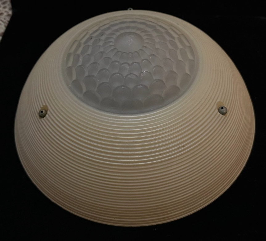 Vintage Pink & Clear Glass Ceiling Light Shade 3 Hole Mount - 10" Diameter