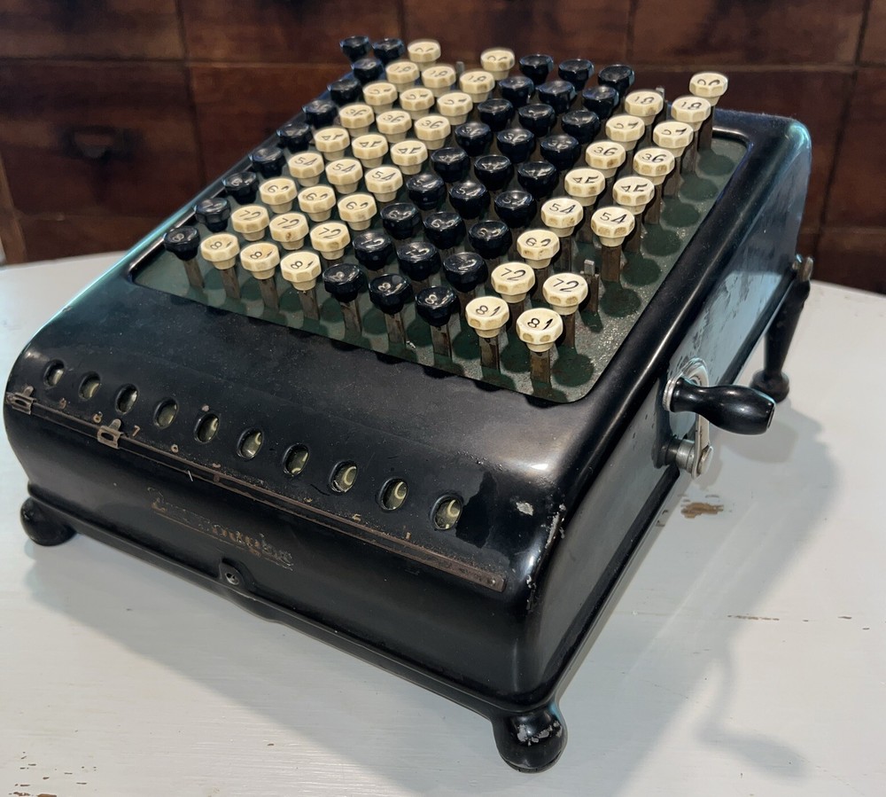 Antique Burroughs Class 5  10 Column Key Driven Calculator Adding Machine Decor