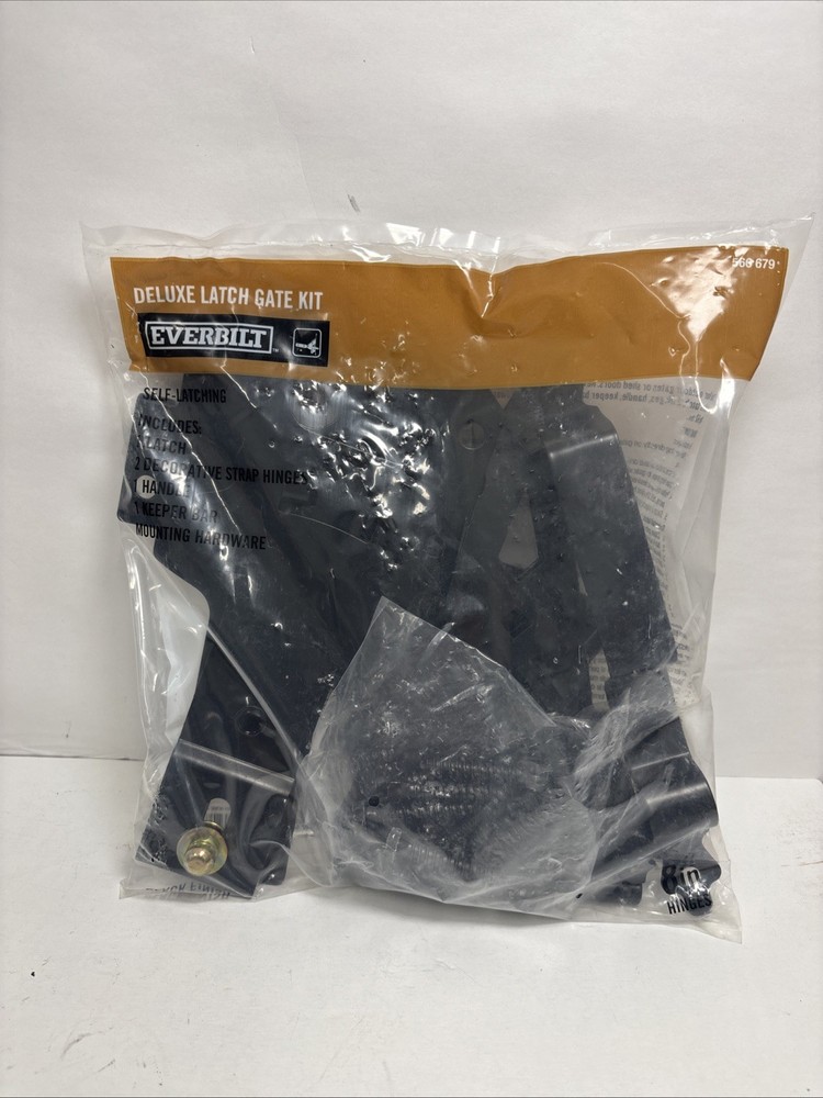 Everbilt Black Deluxe Latch Gate Set.. 8in Hinges