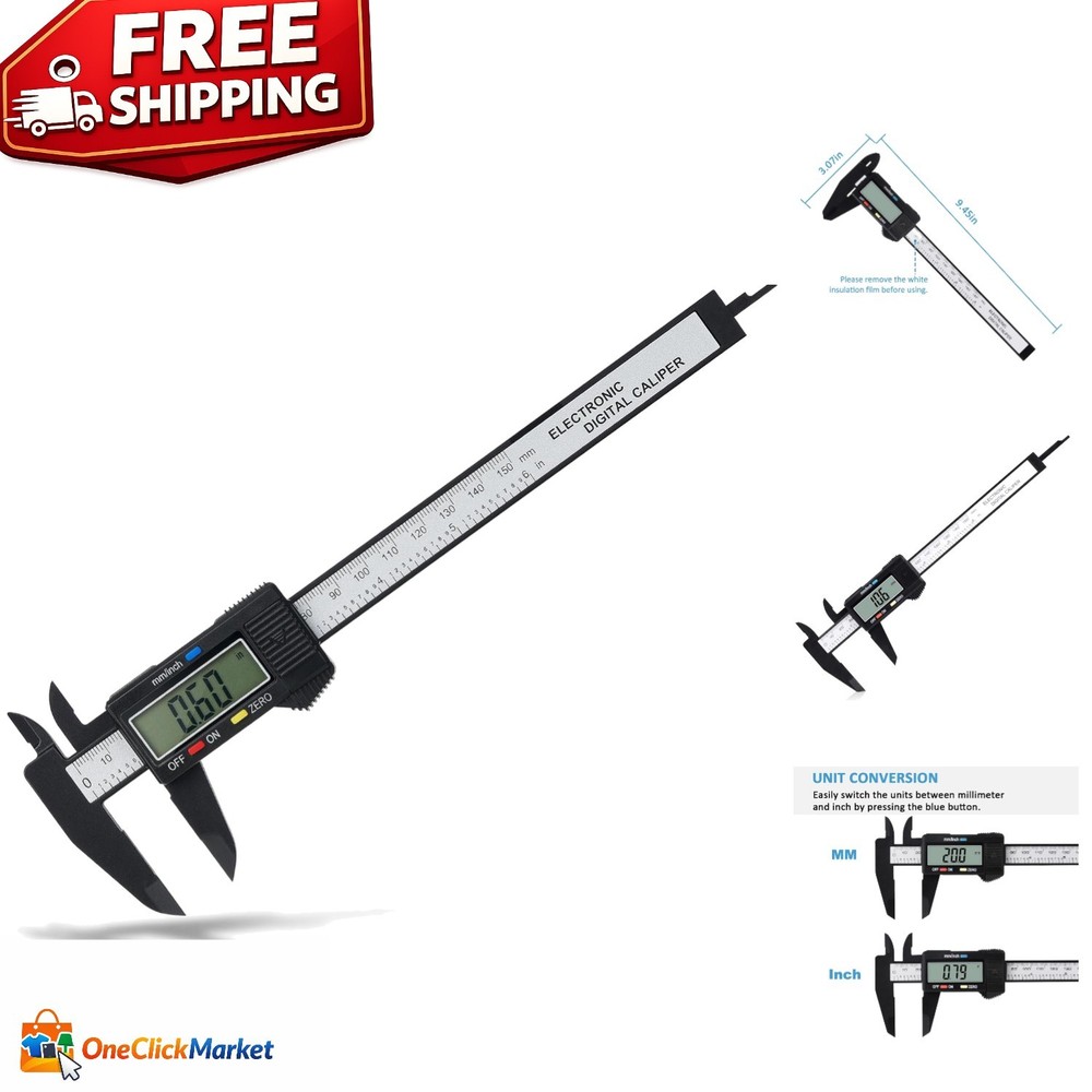 Accurate 0-6” Digital Caliper with Zero Setting & Large Display for Easy Use