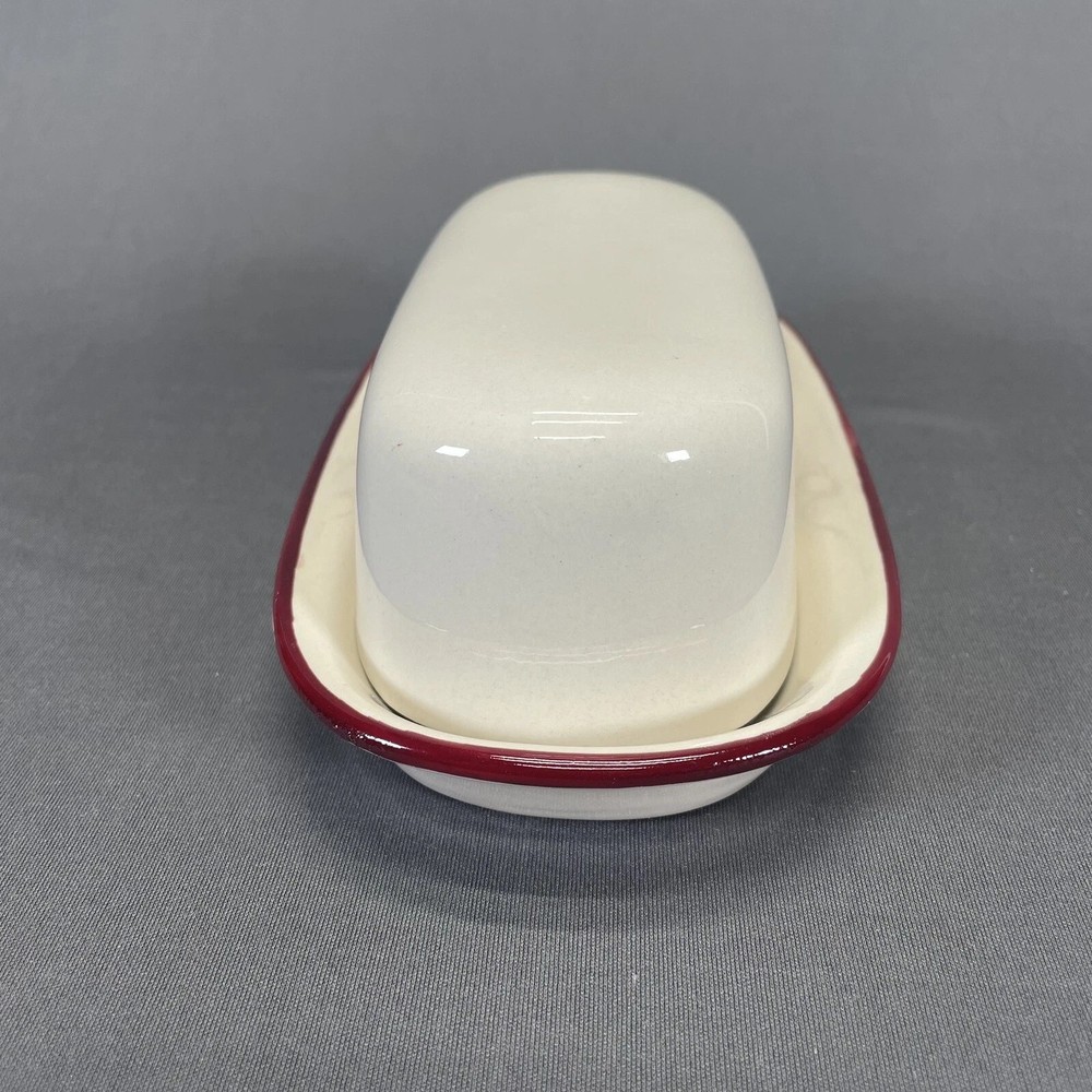 Royal Seasons Stoneware Covered Butter Dish Snowman/Snowflake Pattern