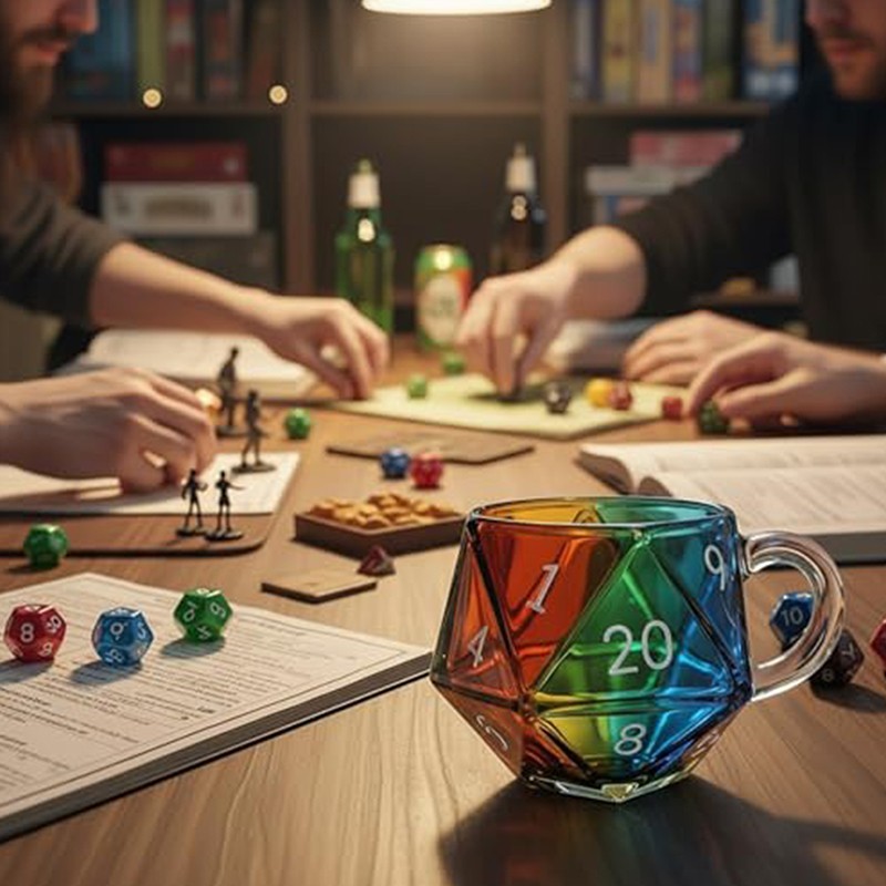 Rainbow Dice Mug Polyhedral Dice Coffee Cup With Handle Game Mug Colorful handle