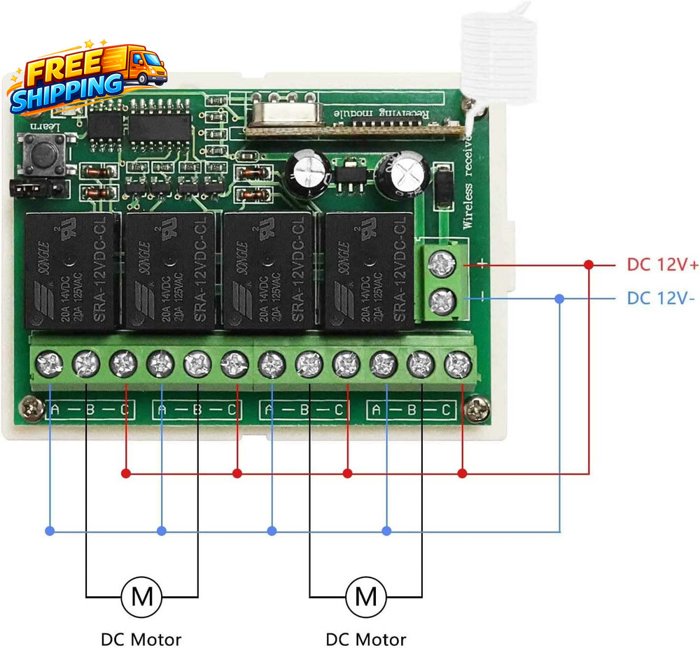 12V Relay Remote Switch Wireless RF Remote Control Switch 4 Channel Relay Module