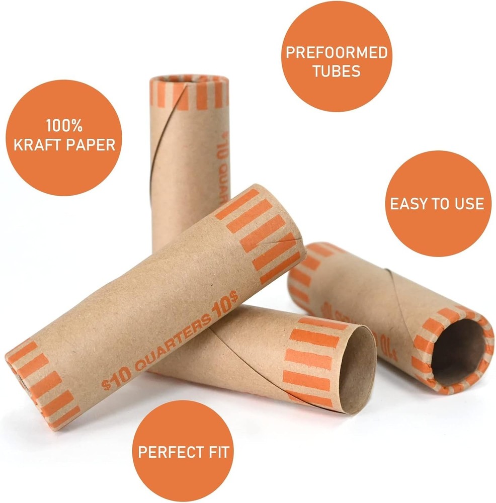 72 PCS Preformed Coin Wrappers Rolls-Quarters