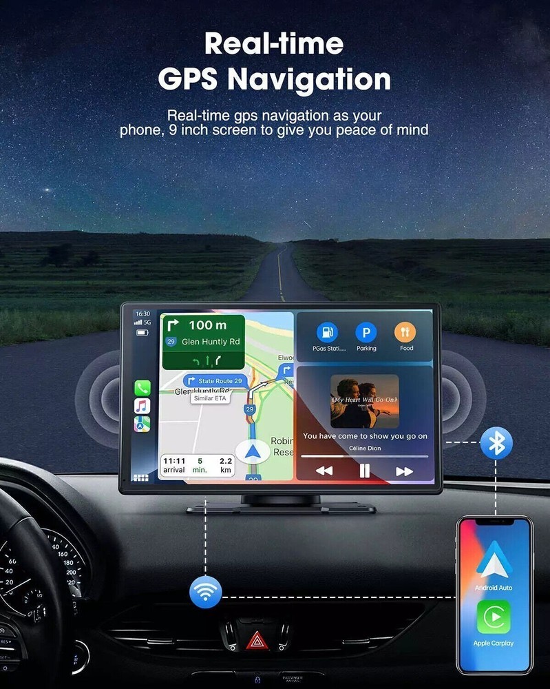9" Touch Screen Car Stereo Wireless Apple Car Play Android Auto + Backup Camera
