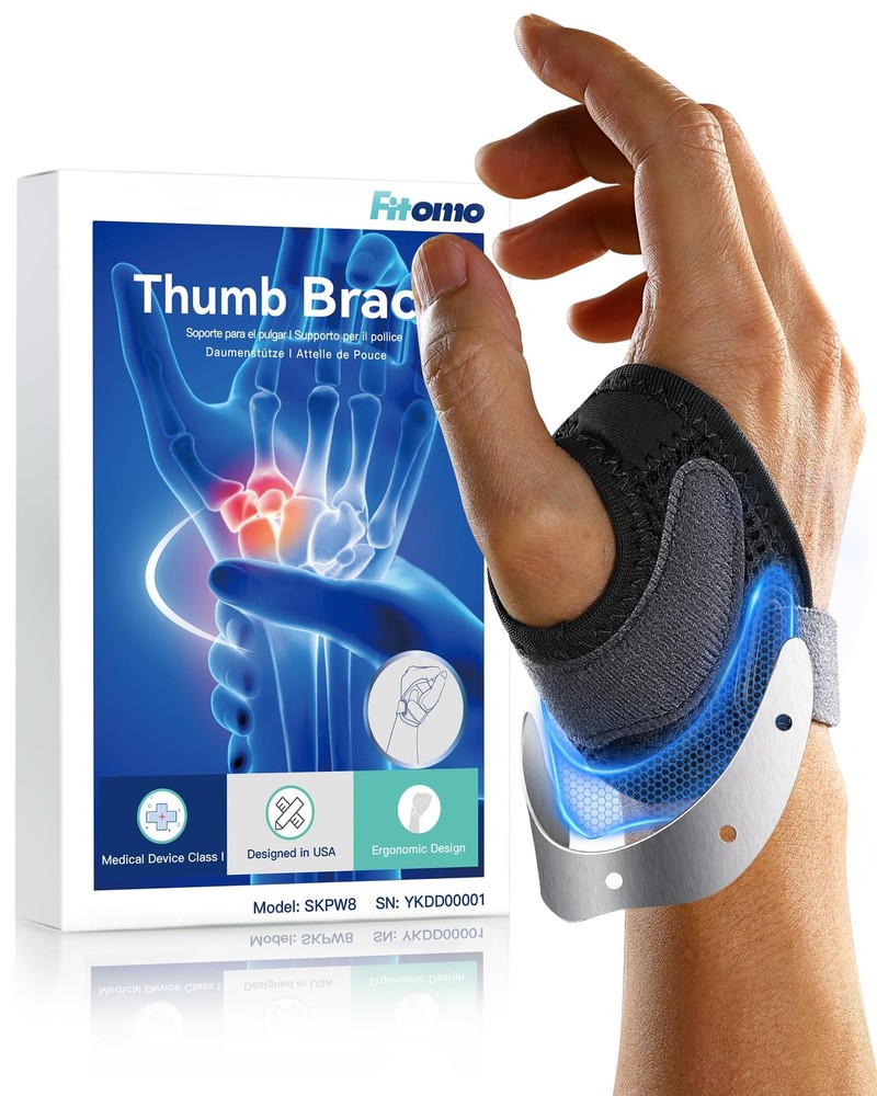 CMC Thumb Brace with Shape-memory Restriction Splint for Medium, Black